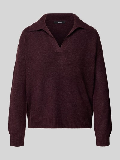 VERO MODA Regular Fit Strickpullover mit Hemdkragen Modell 'LEFILE' Bordeaux 2