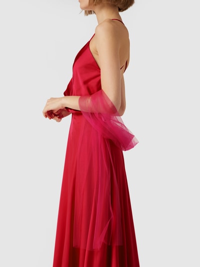 Unique Abendkleid mit V-Ausschnitt Pink 3