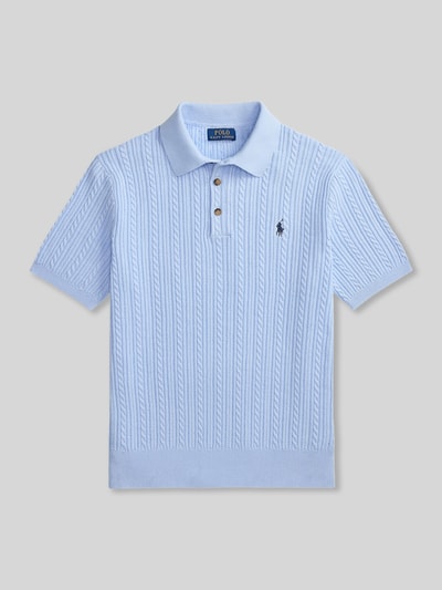 Polo Ralph Lauren Slim Fit Poloshirt aus Baumwoll-Strick Hellblau 2