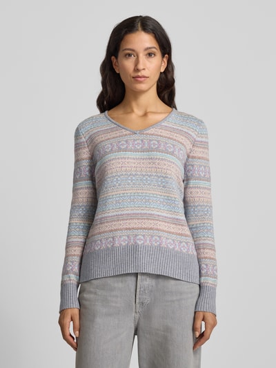 Christian Berg Woman Gebreide pullover met ribboorden Middengrijs gemêleerd - 4