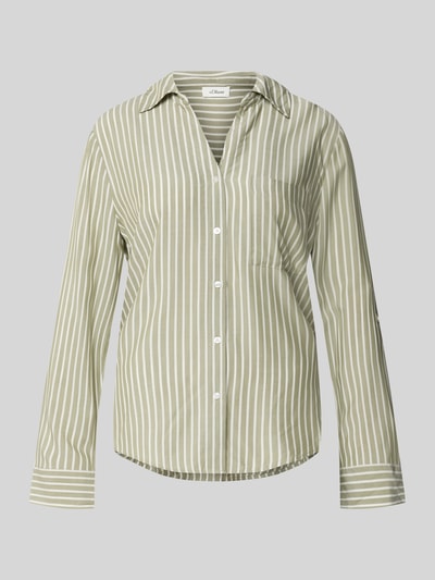 s.Oliver RED LABEL Bluzka z długim rękawem o kroju regular fit z czystej wiskozy Khaki 1