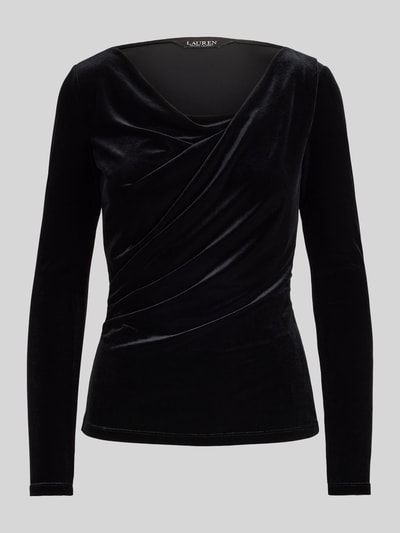 Lauren Ralph Lauren Slim fit pullover met gedrapeerde watervalhals Zwart - 2