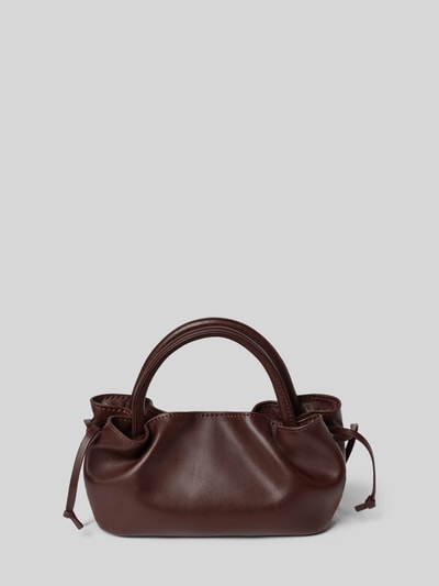 Produktfoto, Clutch mit Tunnelzug Modell 'PetitePouch' von Jake*s Cocktail, dunkelbraunes Leder, glatte Oberfläche, abgerundete Form