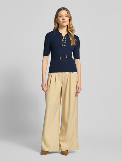 MICHAEL Michael Kors Strickshirt mit Schnürung und Umlegekragen Marine 1
