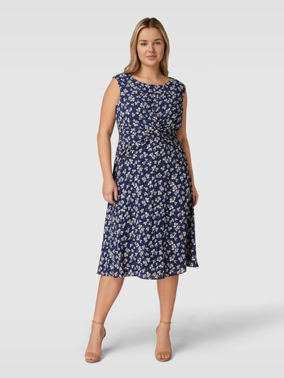 Lauren Ralph Lauren Curve Midi-jurk met bloemenmotief, model 'TESSA' Marineblauw - 4