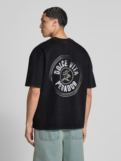 Pegador Oversized T-shirt met labelprint, model 'Nuevo' Zwart - 4