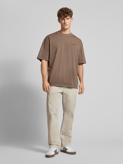 Pegador Oversized T-Shirt mit Label-Stitching Dunkelbraun 1