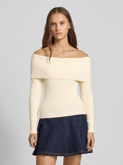Only Slim Fit Strickpullover aus Viskose-Mix Modell 'KATIA' Offwhite Melange 4
