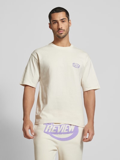 REVIEW T-shirt met labeldetail Ecru - 4
