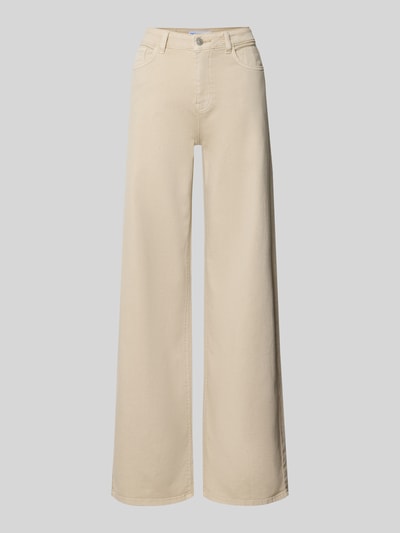 Produktfoto, beigefarbene Wide & Loose Fit Jeans aus Baumwoll-Mix Modell 'SILKE' von PIECES, Damen Wide & Loose Fit Jeans