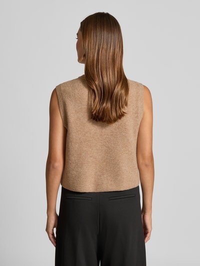 Oui Kamizelka z dzianiny z okrągłym dekoltem i listwą guzikową Beżowy melanż 5