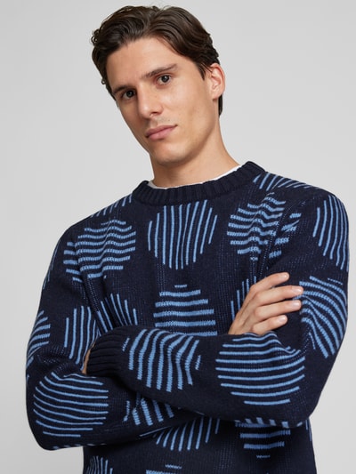 Thinking Mu Gebreide pullover met ronde hals, model 'JAPAN KHEM' Blauw - 3