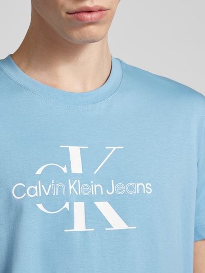 Calvin Klein Jeans T-shirt met logoprint Lichtblauw - 3