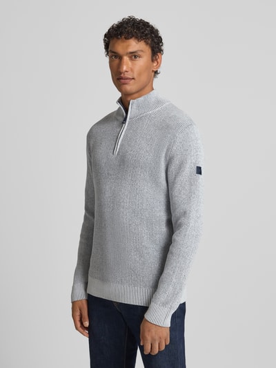 Tom Tailor Regular Fit Troyer aus Baumwoll-Mix Offwhite Melange 4