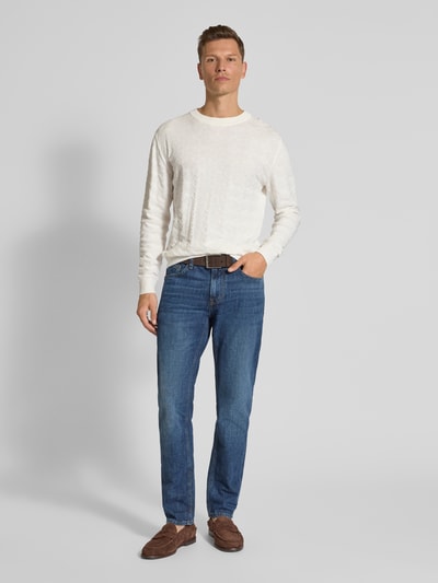 HUGO Gebreide pullover met ribboorden, model 'Sargyle' Wit - 1