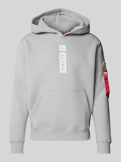 Alpha Industries Hoodie mit Label-Print Hellgrau 1