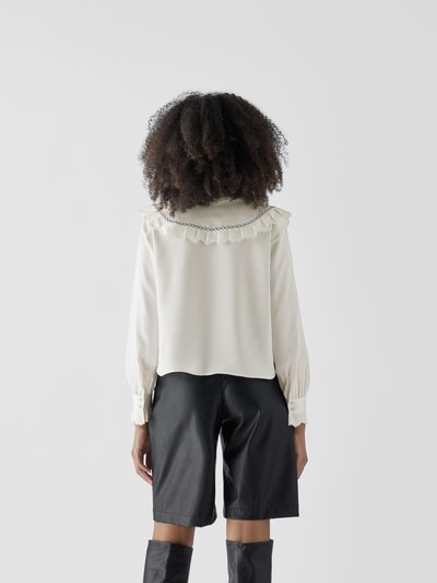 Self-Portrait Bluse mit Bubikragen Weiß 5