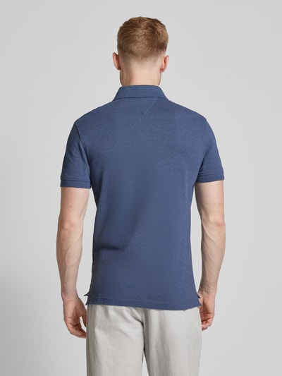 Tommy Hilfiger Slim fit poloshirt met labelstitching Jeansblauw - 5