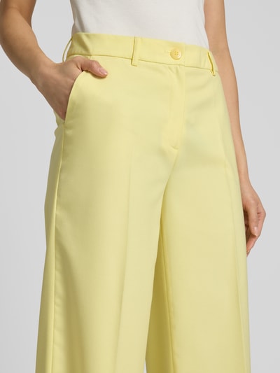 More & More Wide Leg Stoffhose mit Bügelfalten Hellgelb 3