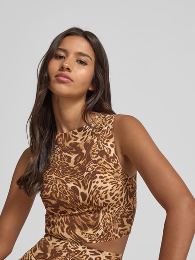 Stronger Crop Top mit Label-Print Sand 3