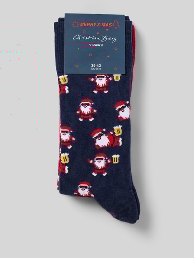 Christian Berg Men Socken mit geripptem Abschluss Dunkelrot 3