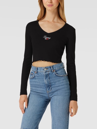 Tommy Jeans Cropped Longsleeve in Ripp-Optik Modell 'BABY' Schwarz 4