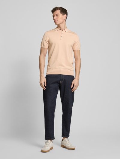 Profuomo Regular Fit Poloshirt mit elastischen Abschlüssen Apricot 1