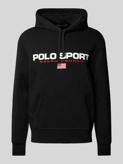 Polo Sport Hoodie met labelprint Zwart - 2