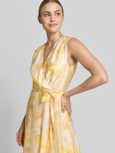 Jake*s Collection midi-jurk van lyocellmix in wikkellook Geel - 3