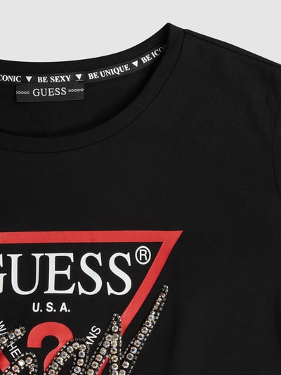 Guess T-Shirt mit Strasssteinen Black 2