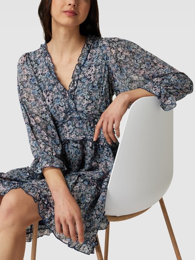 Apricot Mini-jurk met all-over motief en ruches Lichtturquoise - 3