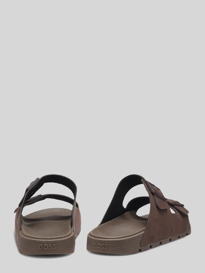 BOSS Sandalen mit zwei Riemen und Logo Details Dunkelbraun 3