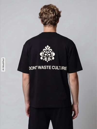Don´t Waste Culture boxy fit t-shirt van pure katoen model 'Azemari' Zwart - 5