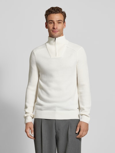 JOOP! Collection Strickpullover aus Lanawoll-Mix mit Troyer-Kragen Offwhite 4