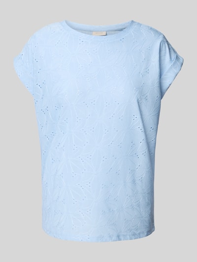 FREE/QUENT T-shirt z haftem angielskim model ‘Blond’ Jasnoniebieski 2