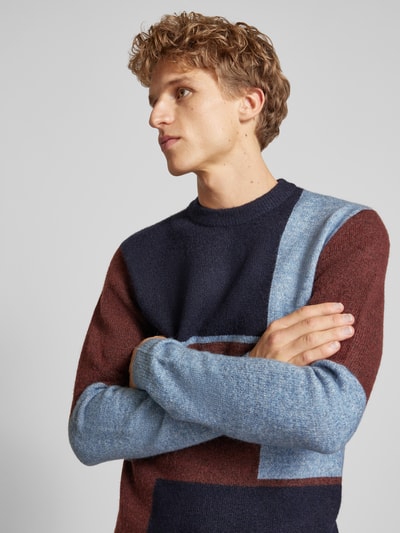 Blend Gebreide pullover met ribboorden Marineblauw - 3