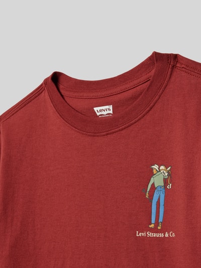 Levi’s® Kids Bluzka z długim rękawem i nadrukiem z logo Bordowy 2