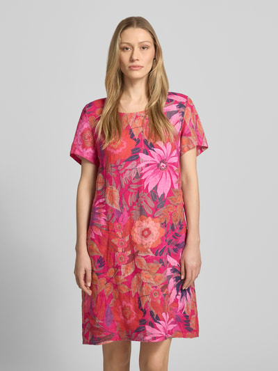 ZABAIONE Knielanges Kleid aus Leinen-Mix Modell 'La44ra' Pink 4