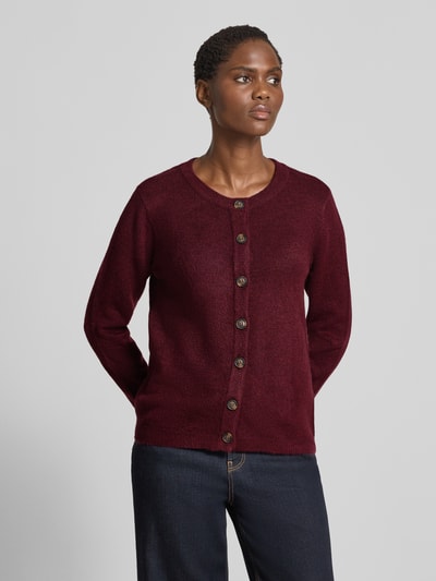 Soyaconcept Gebreid jack met ronde hals, model 'ORLEAN' Bordeaux gemêleerd - 4