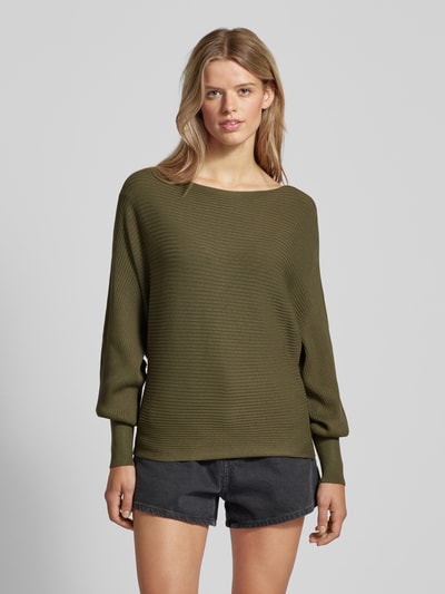 Only Gebreide pullover met structuurmotief, model 'LADALINE' Olijfgroen - 4