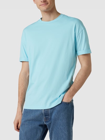 Drykorn T-Shirt mit geripptem Rundhalsausschnitt Modell 'THILO' Hellblau 4