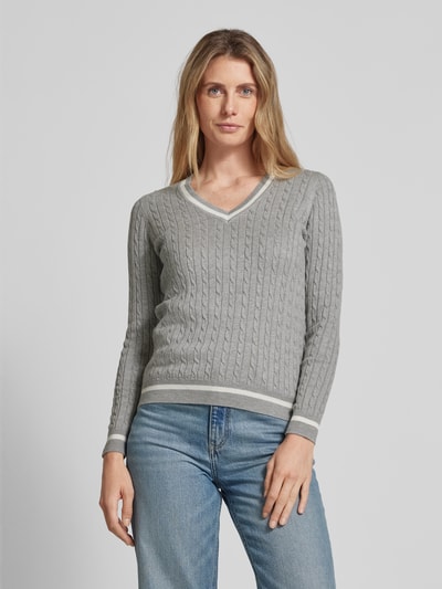 Christian Berg Woman Strickpullover mit gerippten Abschlüssen Silber Melange 4