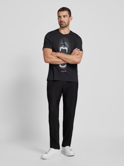 HUGO Straight leg sweatpants met plissévouwen, model 'Dicorpan' Zwart - 1