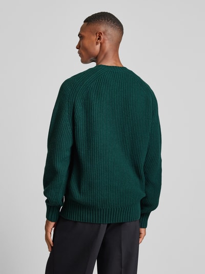 Lacoste Sweter z dzianiny z wełny z naszywką z logo model ‘BEADED’ Granatowy 5