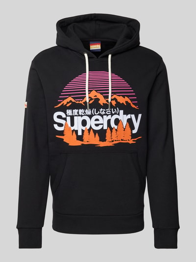 Superdry Hoodie mit Label-Print Modell 'GREAT OUTDOORS' Anthrazit Melange 2