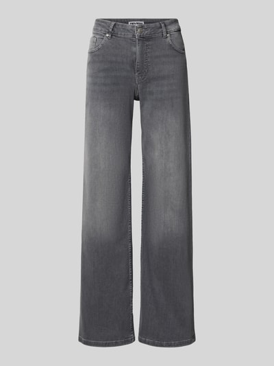 Produktfoto, Wide-Leg-Jeans mit Stretch-Anteil und mittelhohem Bund von REVIEW in Grau, elastischer Bio-Baumwoll-Mix, 5-Pocket-Design, glatte Textur