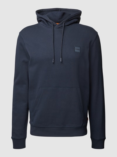 BOSS Orange Hoodie met labeldetail en kangoeroezak, model 'WETALK' Donkerblauw - 2