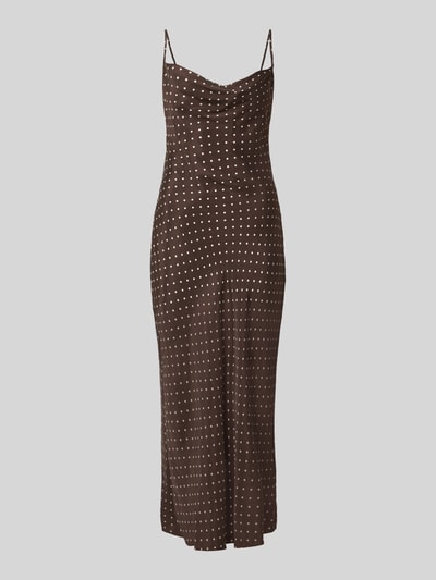 Produktfoto, Midikleid aus Lyocell-Mix mit Viskose-Anteil Modell 'Lina' von GUESS, braun mit Allover-Paisley-Print, Slim Fit, Spaghetti-Träger