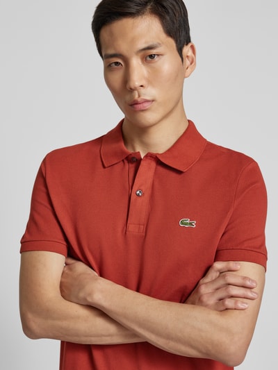 Lacoste Koszulka polo o kroju slim fit z naszywką z logo model ‘PIQUE’ Ciemnoczerwony 3