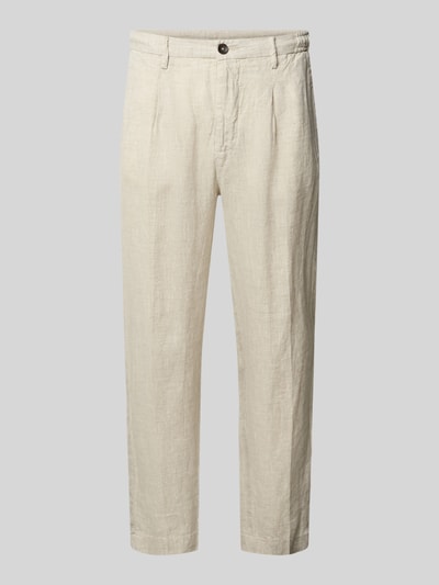 Produktfoto, Hose mit Gesäßtaschen Modell 'PANTALACCIO LINO' von MARKUP in Beige aus reiner Baumwolle, Regular Fit, glatte Textur, Vorderansicht.